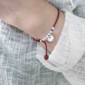 小如意 原创设计足银999纯银编绳手链红绳国风祥云锁脚链手绳礼物