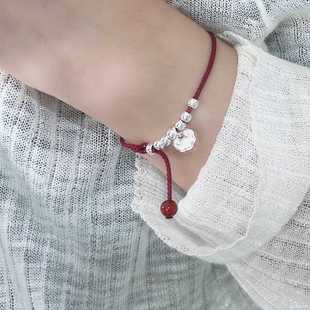 小如意 原创设计足银999纯银编绳手链红绳国风祥云锁脚链手绳礼物