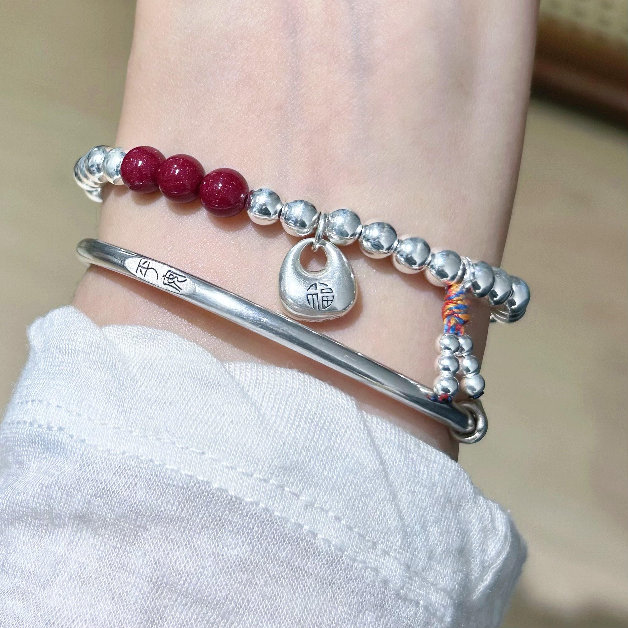 原创设计足银999小银坨手链礼物