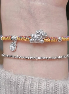 2026神马都好马上有福足银999生肖马年本命年手链纯银好运红手绳