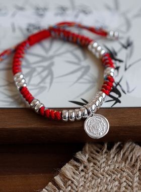 原创设计黄财神纯银手链