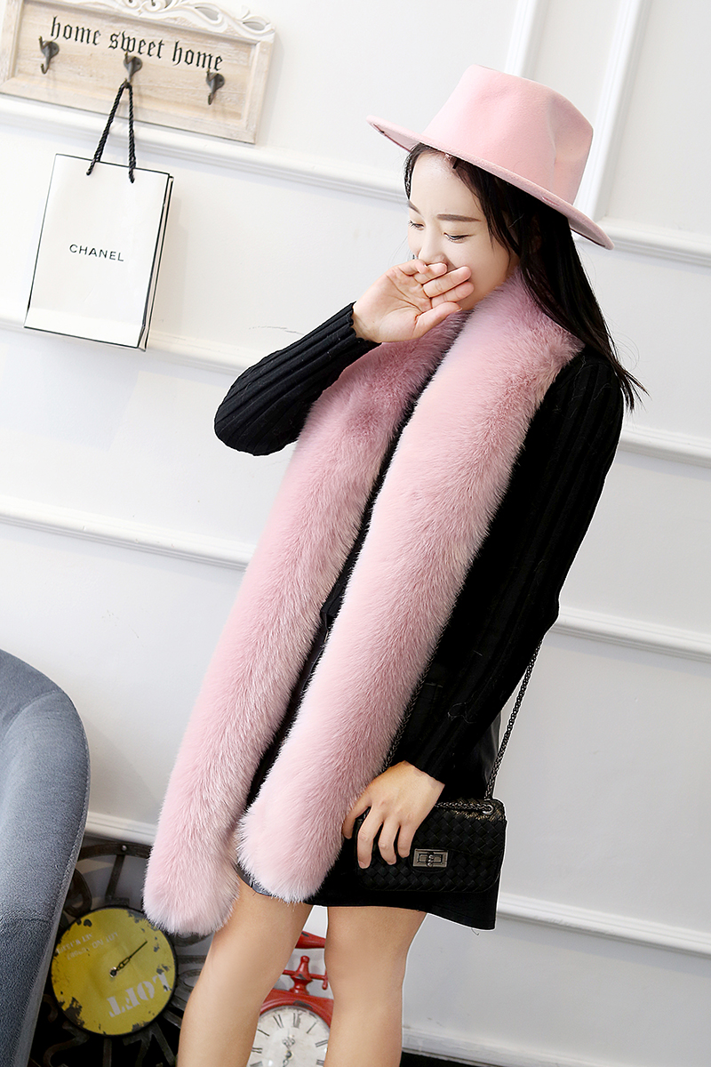 冬季仿獭兔毛皮草长款加厚围巾