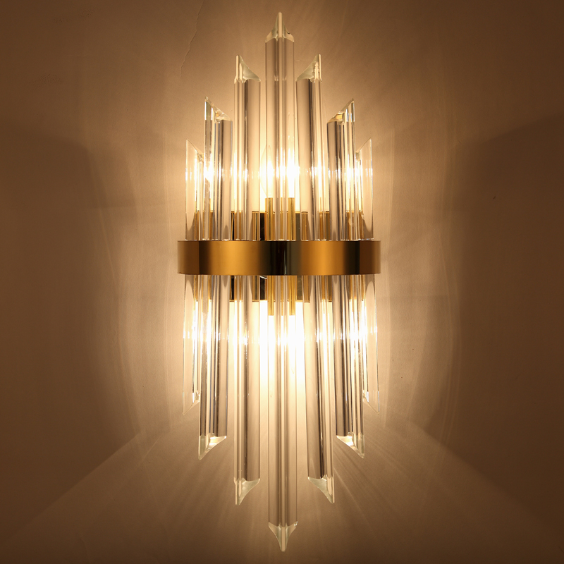 现代简约客厅水晶壁灯轻奢华背景墙酒店卧室床头欧式过道灯