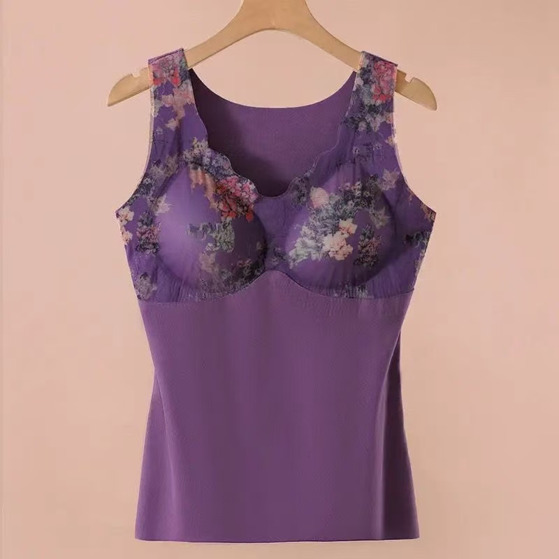 【9903印花】中老年德绒保暖内衣女背心女亲肤秋冬季护腰保暖护腰