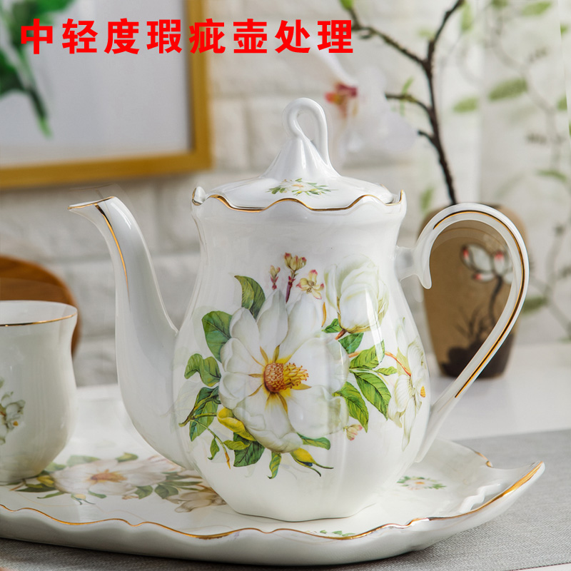 瑕疵品低价处理 描金景德镇陶瓷茶壶单壶泡茶家用欧式中号咖啡壶