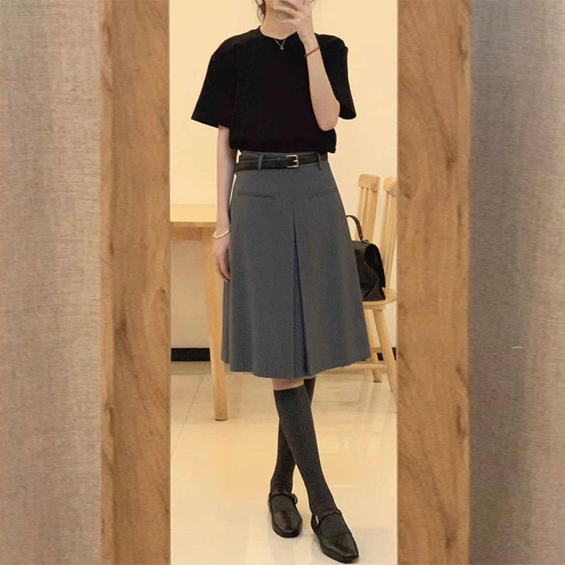 灰色半身裙高级感女秋冬新款高腰遮跨中裙小个子复古显瘦百褶裙子
