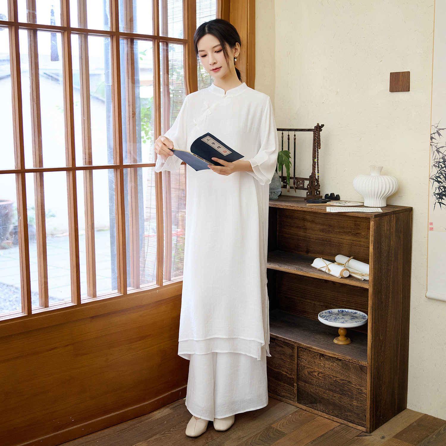 2026新款民族风棉麻禅意打坐练功服套装国风瑜伽疗愈服冥想服茶服