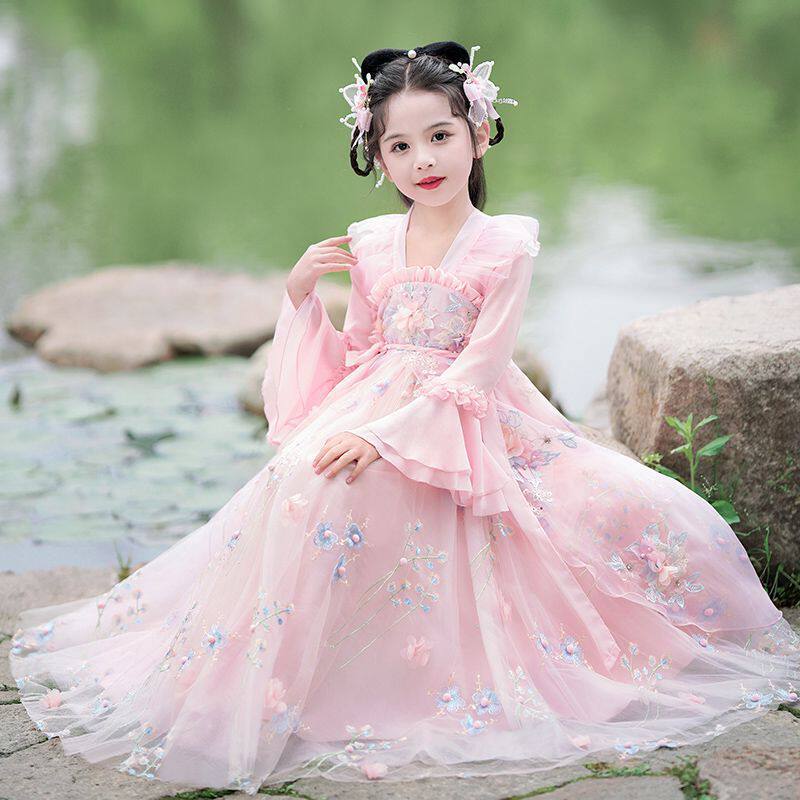 女童汉服襦裙中国风薄款古装演出服公主裙新款儿童唐装连衣裙春装