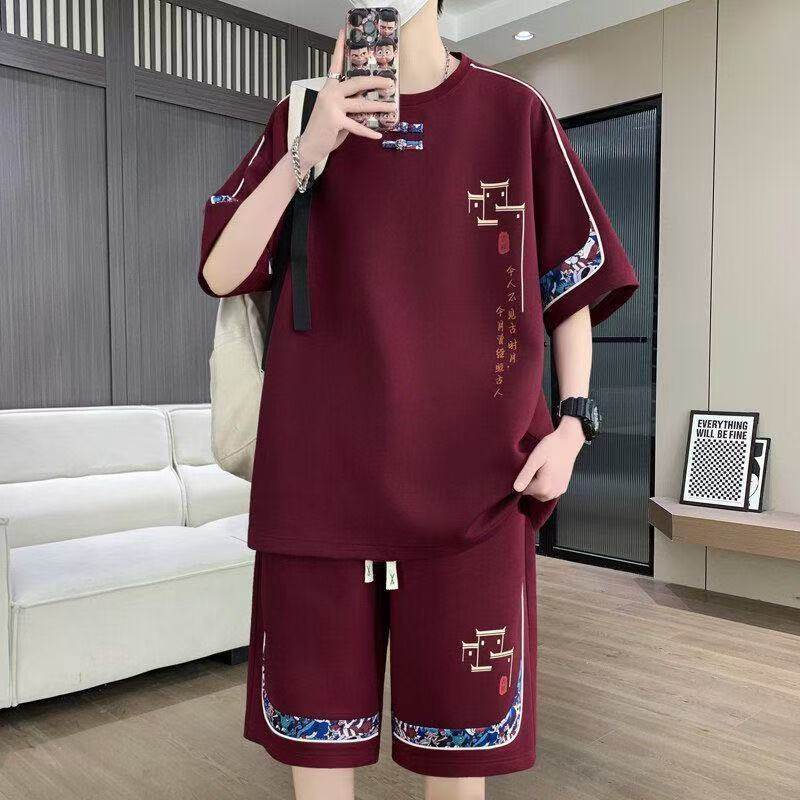 青少年短袖短裤套装男夏季新款中式国风半袖T恤学生休闲运动套装,男装,休闲运动套装,淘宝优惠券,粉丝福利购,淘宝优惠卷