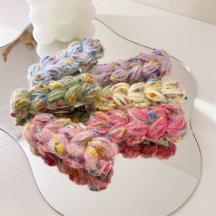 梦良手作 手工编织麻花辫发夹 彩虹点点手混线发饰 刘海夹边夹