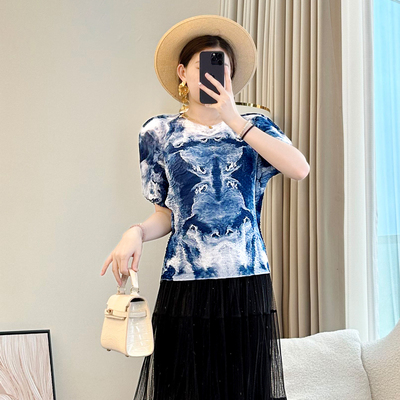 夏季胖mm时尚气质显瘦遮肉上衣女