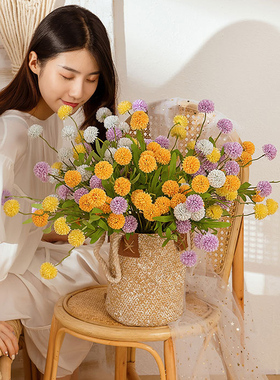 仿真花束球菊蒲公英拍照道具花瓶