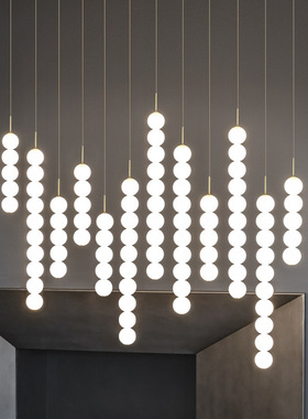 极简后现代极简设计师款创意糖葫芦吊灯 白色泡泡球球吧台床头橱