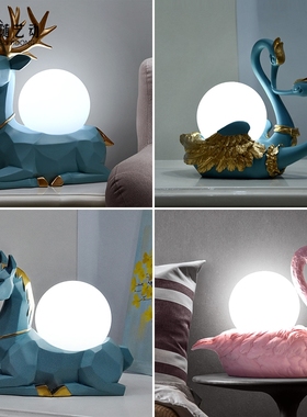 工厂创意结婚礼物床头柜台灯摆件卧室装饰品现代简约家居客厅实用