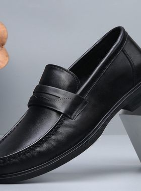 FST便士乐福鞋男鞋2025新款莫卡辛通勤德比老钱风一脚蹬休闲皮鞋