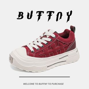 2025秋冬明星同款重奏梅花系列厚底增高复古帆布鞋男女做旧情侣鞋