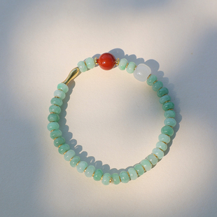 「翡冷翠」原创新中式 天然翡翠南红玛瑙手链新年开运礼物国风手串