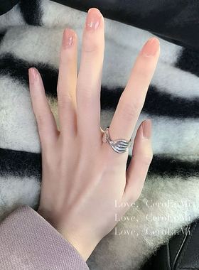 戒指镀银多层小众女交错简约