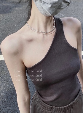 s925银几何方块项链女简约百搭