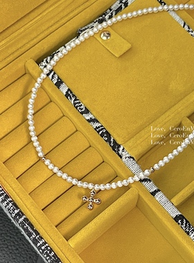 珍珠项链女十字吊坠项链