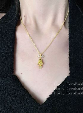 CeroEnMi铃铛吊坠镶嵌锆石项链