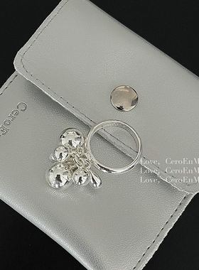 CeroEnMi 顽皮爆珠不规则串珠小众时髦指环镀银戒指女