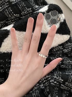 CeroEnMi s925银鳞片立体叠加纯银简约优雅开口可调节戒指