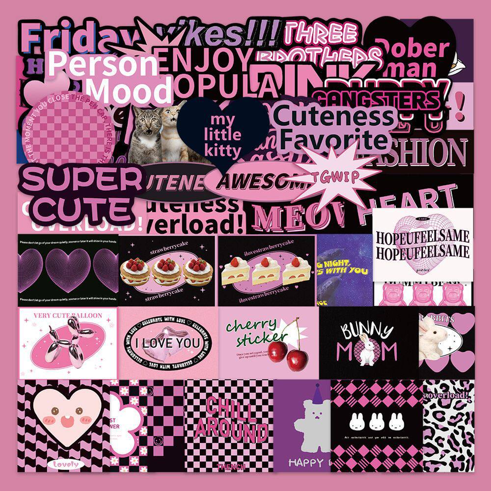 英文贴纸手账创意110张黑紫欧式复古ins风装饰DIY手机笔记本电脑