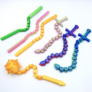 3D打印剑鞭玩具创意趣味解压玩具益智儿童礼物摆摊收缩剑宝剑