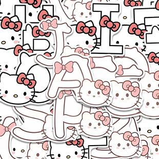 kitty凯蒂猫字母100张笔记本电脑贴纸手帐卡通可爱拉杆箱手机装 饰