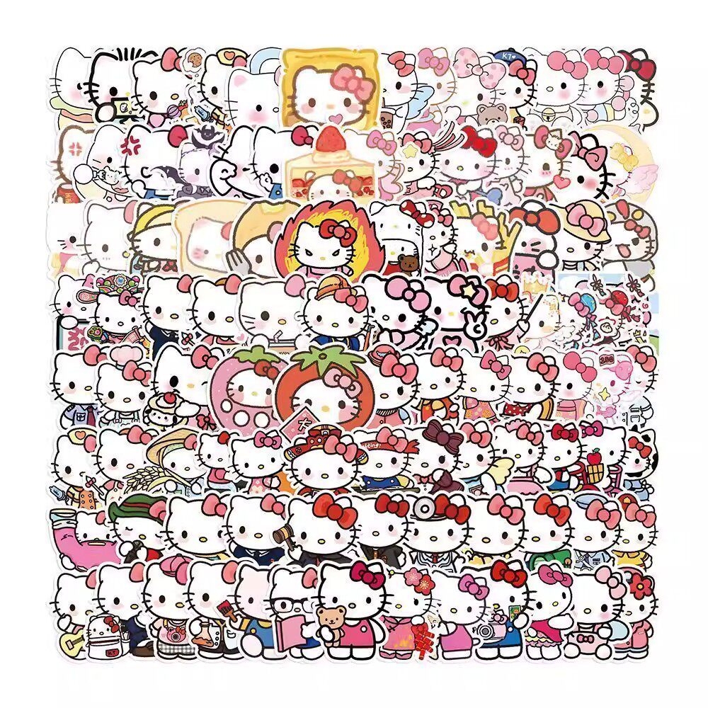 100张Kitty凯蒂猫贴纸装饰笔记本行李箱可爱手机diy手帐电脑防水