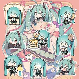 饰拉杆箱笔记本电脑防水 chibi初音未来贴纸手机壳100张DIY手账装