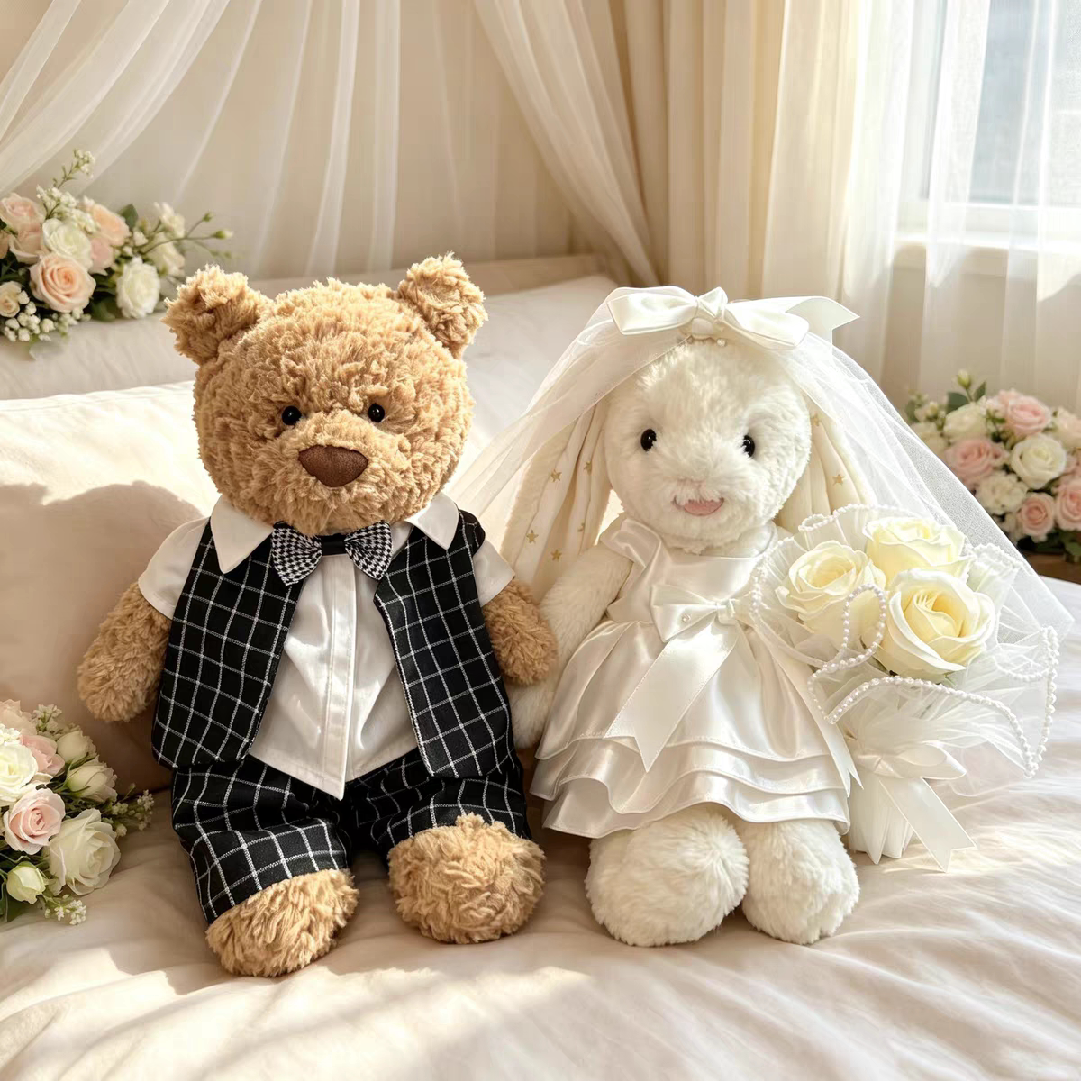 Jellycat巴塞罗熊邦尼兔中号玩偶娃衣婚庆压床娃娃衣服婚纱西服装图片