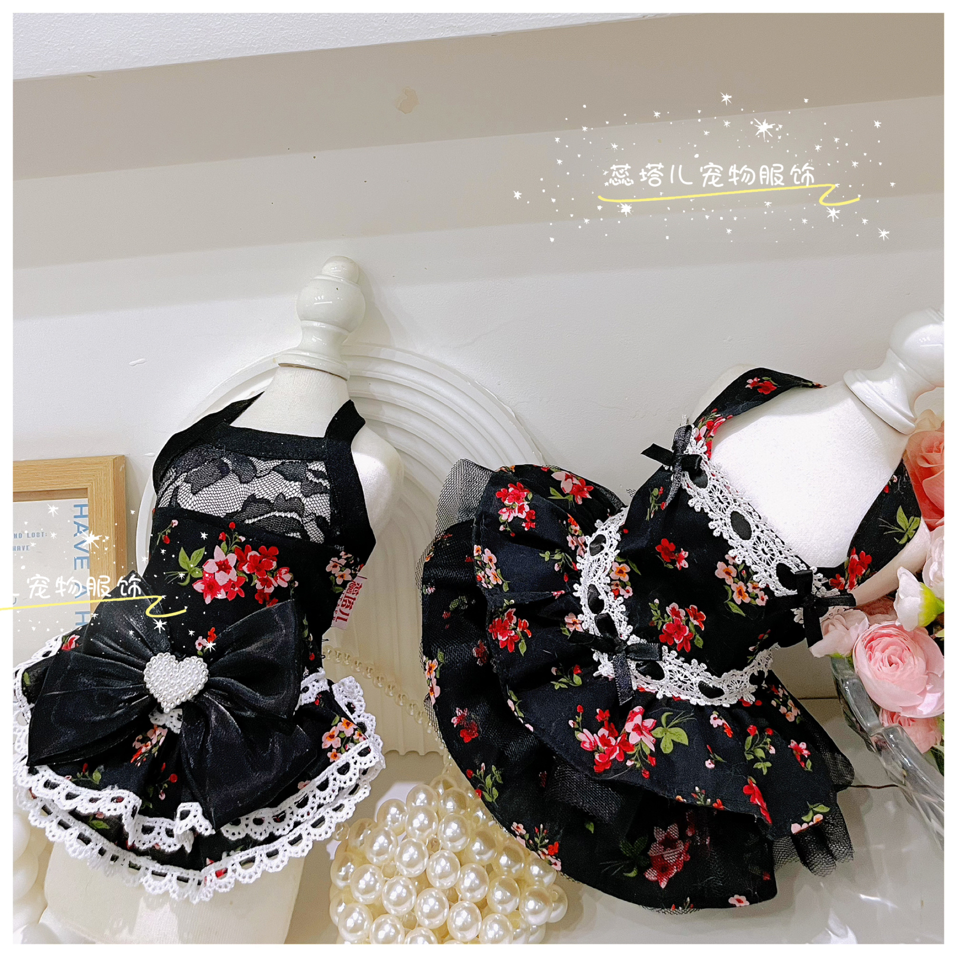 狗狗小碎花公主裙马尔济斯约克夏衣服狗狗洛丽塔连衣裙可爱夏凉快