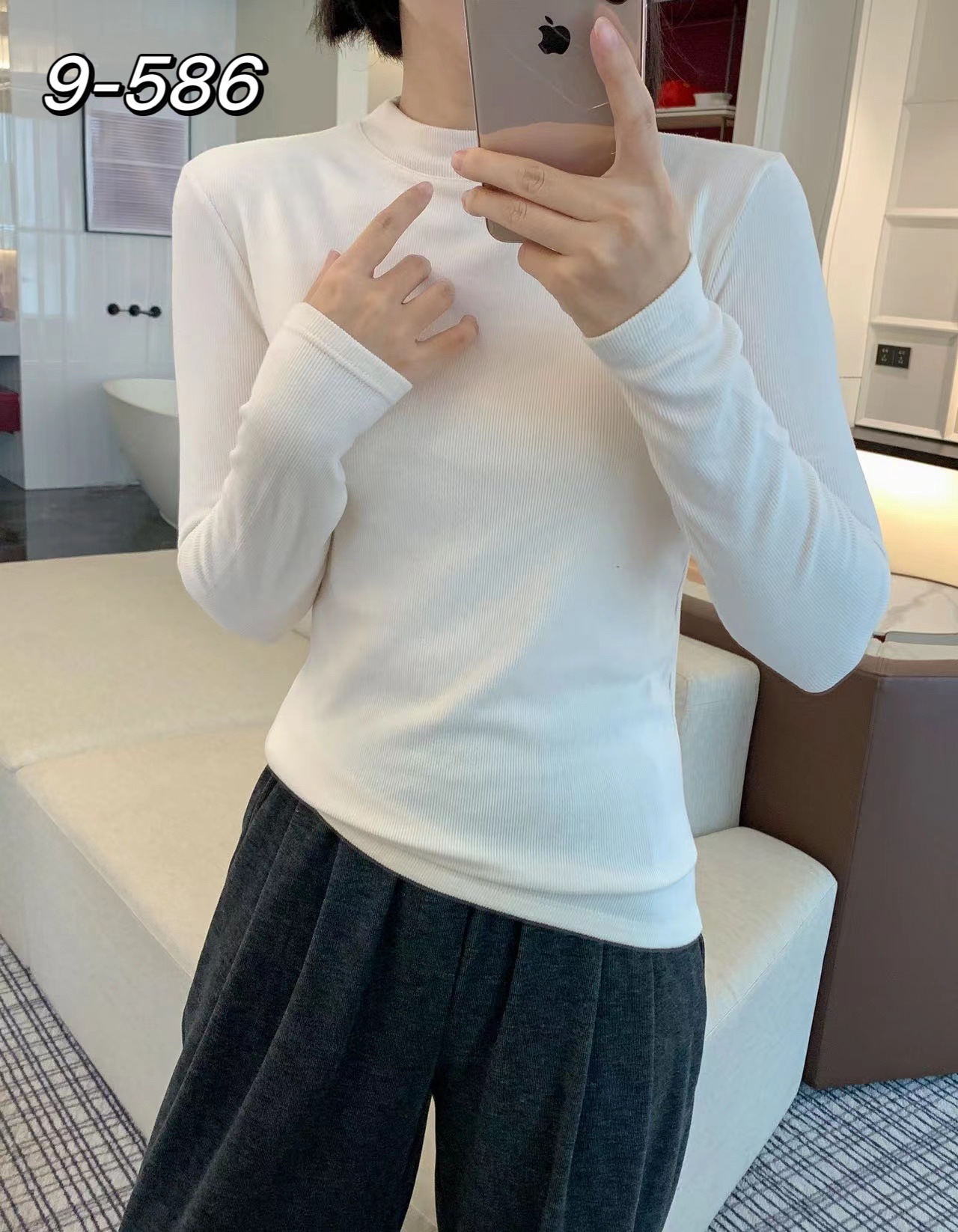 暖羊绒时尚打底衫9586秋冬中厚立领磨毛内搭显瘦螺纹棉半高领上衣