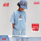漫威系列 短裤 HM童装 2件式 印花短袖 儿童男童套装 新款 1295321