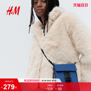 HM女装皮草2026冬季新款烟囱领毛茸外套立领长袖加绒上衣1347544