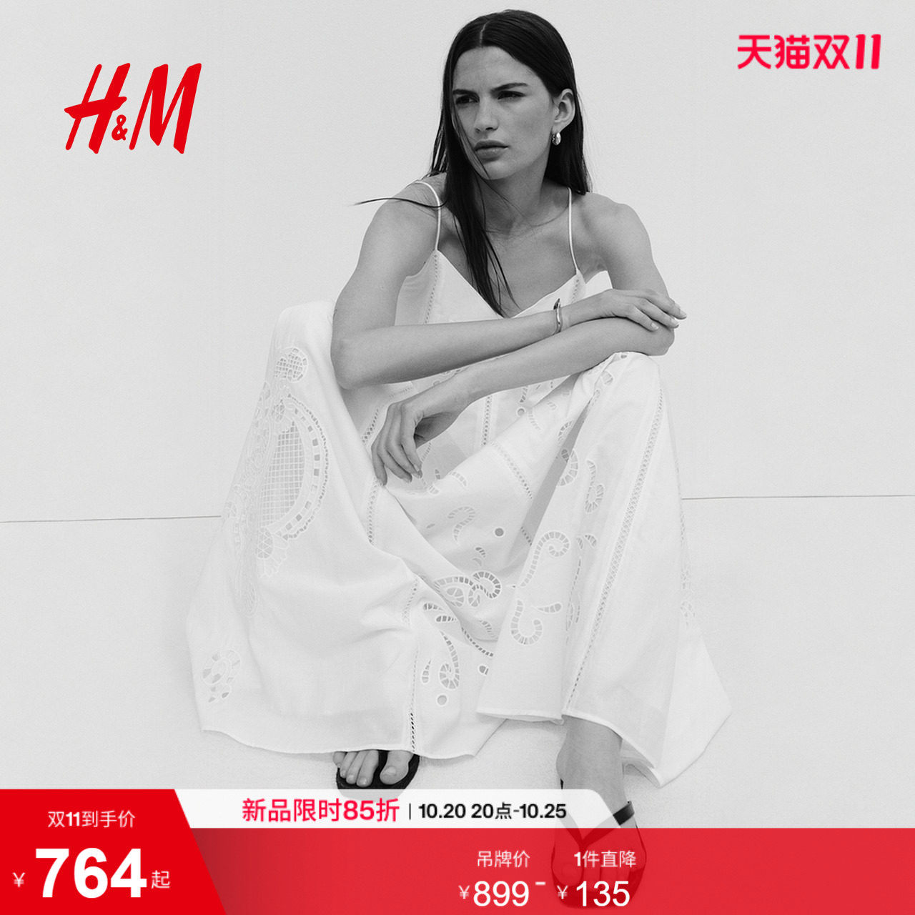 HM2026秋季新款女装镂空刺绣棉质连衣裙1346336