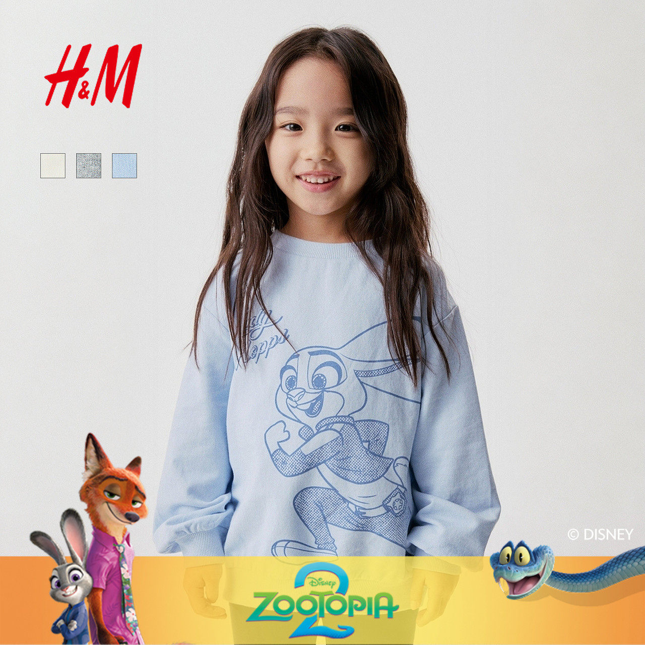 【疯狂动物城联名】HM童装儿童女童卫衣圆领印花套衫1318139