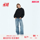 0456163 HM女装 卫衣秋季 长袖 复古休闲宽松套头连帽衫