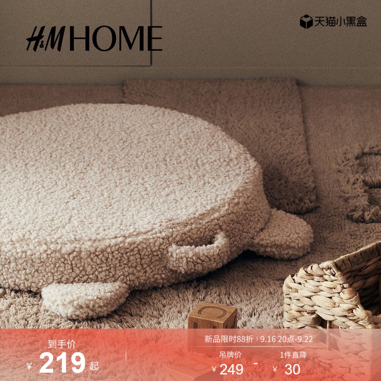HM HOME居家布艺地毯时尚柔软泰迪绒地垫1289190