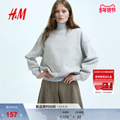 HM女装 外套row系卫衣1320210 保暖大廓形套头卫衣衫 卫衣冬季 新款