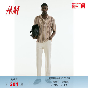 衬衫 型仿钩编短袖 春季 休闲标准版 衬衣1265118 时尚 HM男装