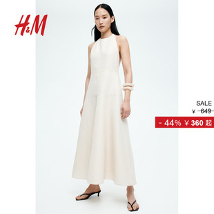 S2025女装 法式 挂脖连衣裙冬季 无袖 气质长裙连身裙1283622 新款 HMS