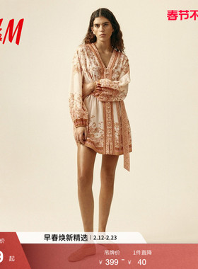 HM2026春季新款女装腰部系带宽松连衣裙1321000