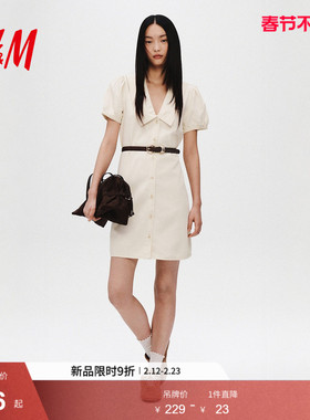 【新年系列】HM女装连衣裙有领牛仔学院风泡泡袖连身裙1327618