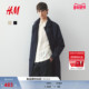 通勤外套轻便舒适翻领中长款 HM男装 风衣冬季 大衣1262251