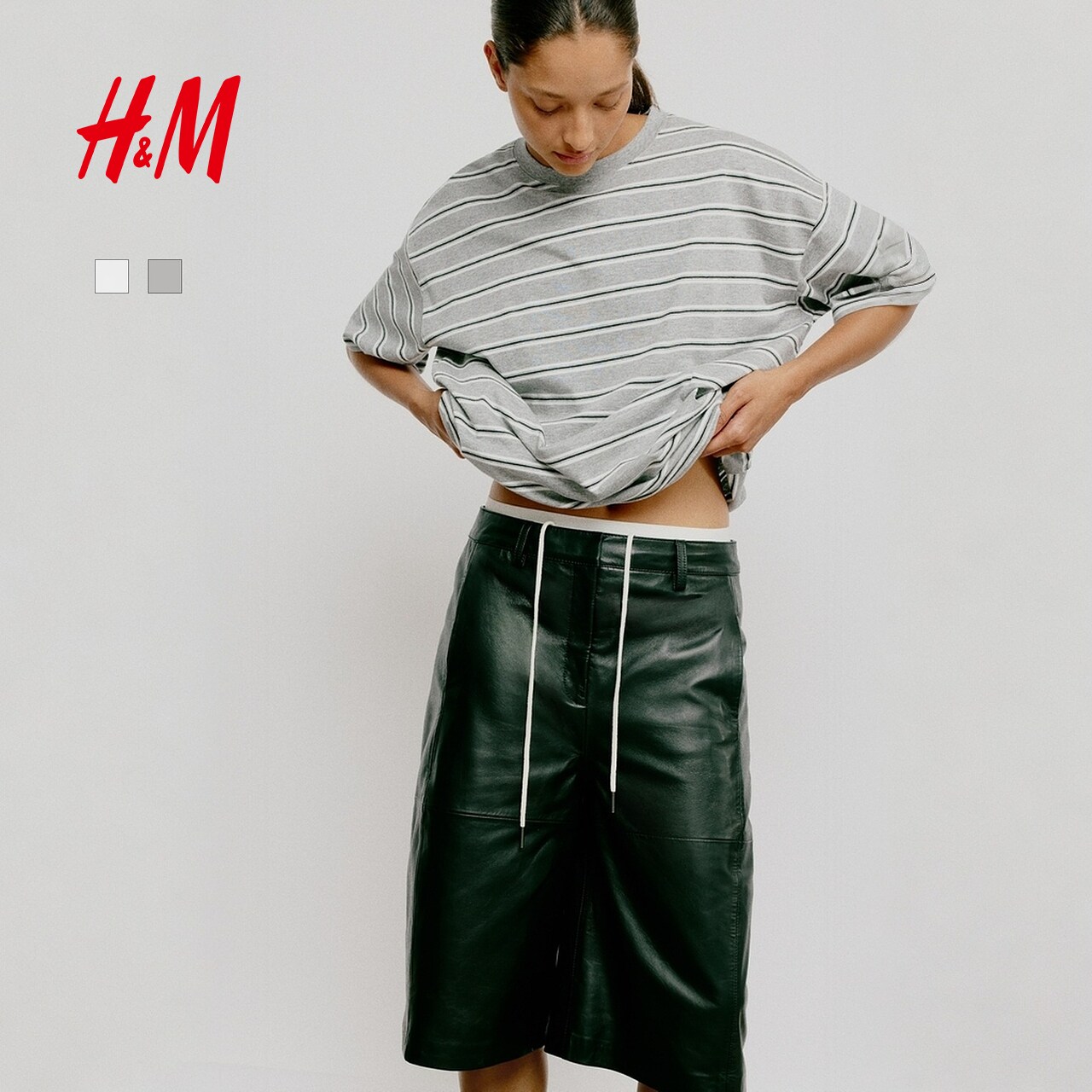 HM女装T恤2026夏季新款舒适柔软通勤气质大廓形印花T恤1341689图片