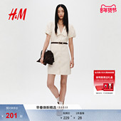 连身裙1327618 连衣裙有领牛仔学院风泡泡袖 新年系列 HM女装