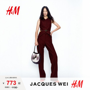 新款 JACQUES 马夹2026春季 H&M女装 羊毛混纺刺绣马甲1320575 WEI